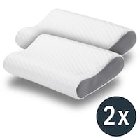 2 almohadas viscoelásticas para el cuello Sleezzz Premium, de 50 x 32 x 11 cm, con funda de doble capa agradable al tacto