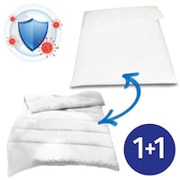 Edredón de microfibra para todas las estaciones de 135 x 200 cm, peso del relleno: aprox. 700 g, extraligero + funda nórdica Setex para alérgicos, con forro polar Evolon® de 135 x 200 cm