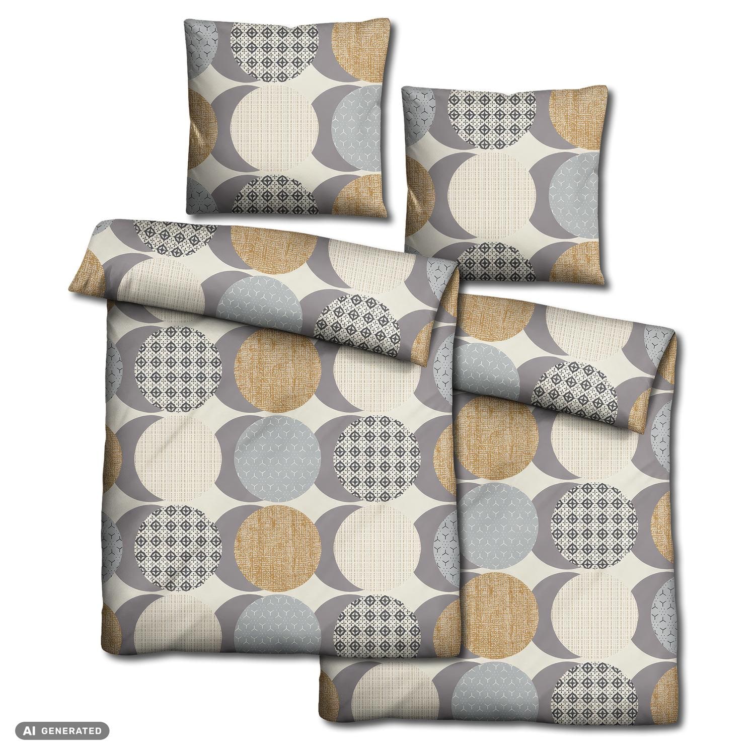 Juego de dos juegos de ropa de cama de microfibra CloudComfort Basic «Círculos», 135 x 200 + 80 x 80 cm