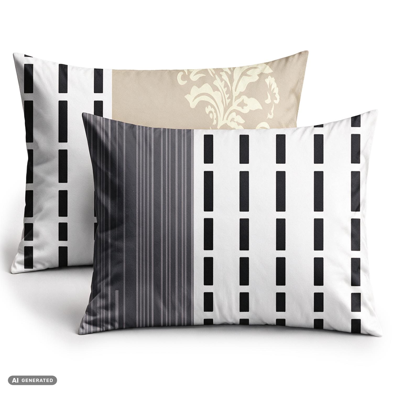 Funda de almohada de algodón CloudComfort Basic, beige/blanca, juego de 2 unidades, 70 x 90 cm