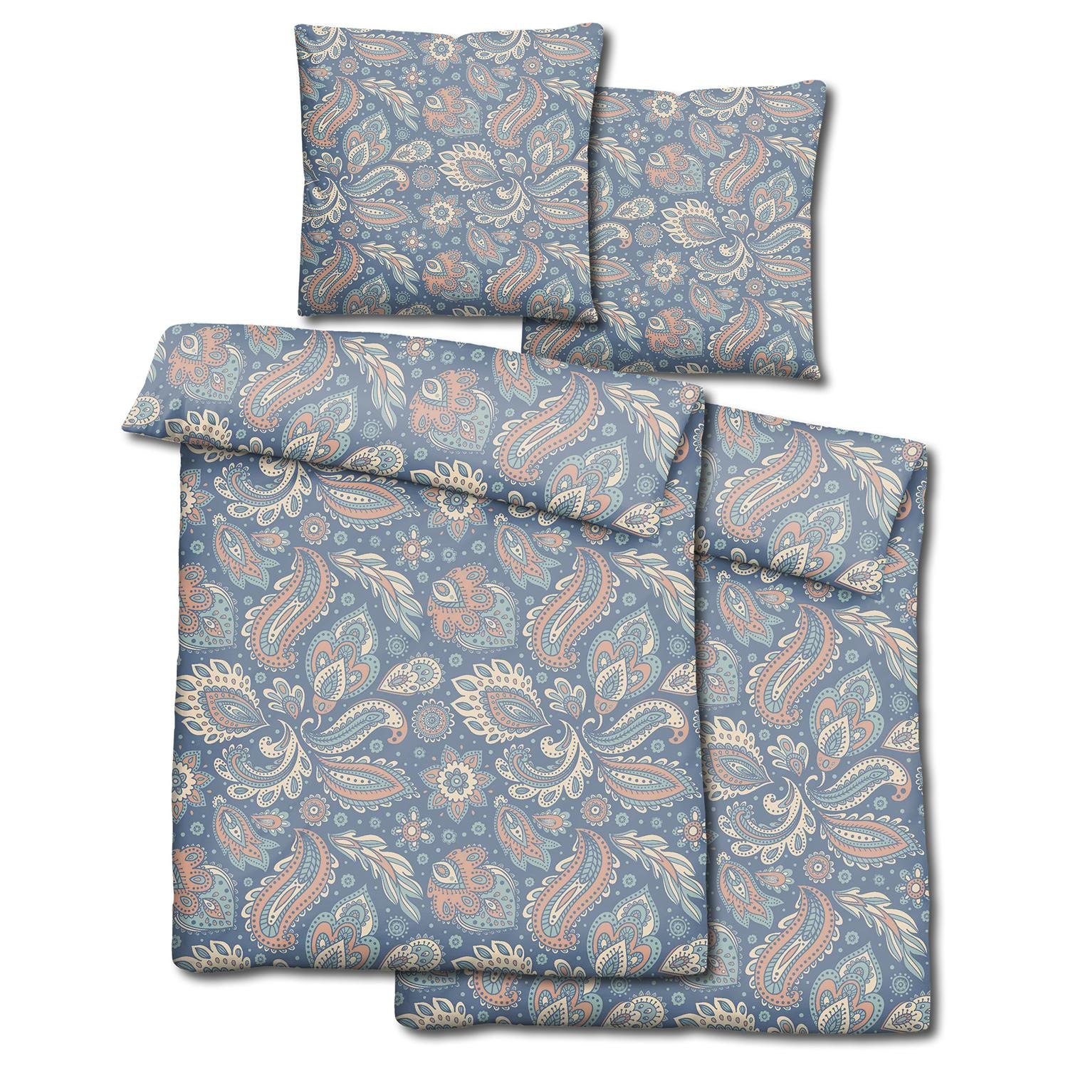 Double pack CloudComfort Basic microfiber bed linen paisley 155 x 220 + 80 x 80 cm