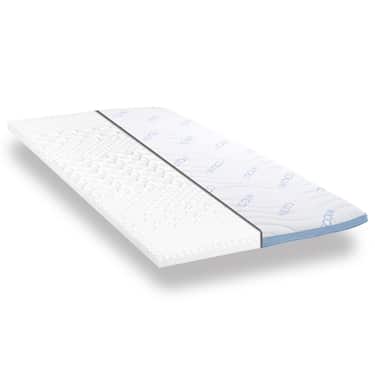 Topper de espuma fría CloudComfort Cool 200 x 200 cm H2/H3, altura 7 cm, nivel de firmeza H2/H3, topper de 7 zonas con cara de verano e invierno