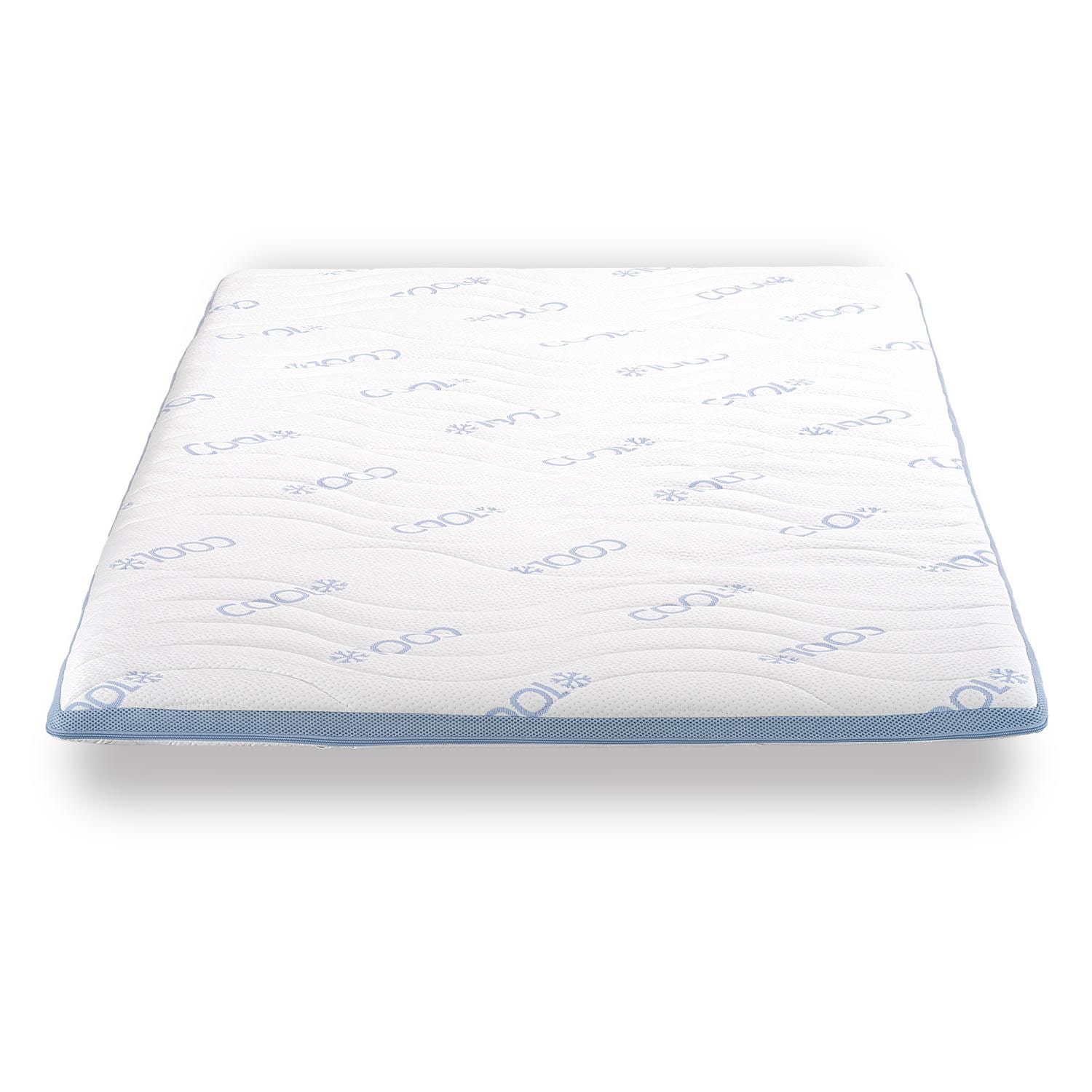 Vista – CloudComfort Cool Topper 160 x 200 cm H2/H3 + Almohada de apoyo cervical Sleezzz® Cool de espuma de gel con contorno