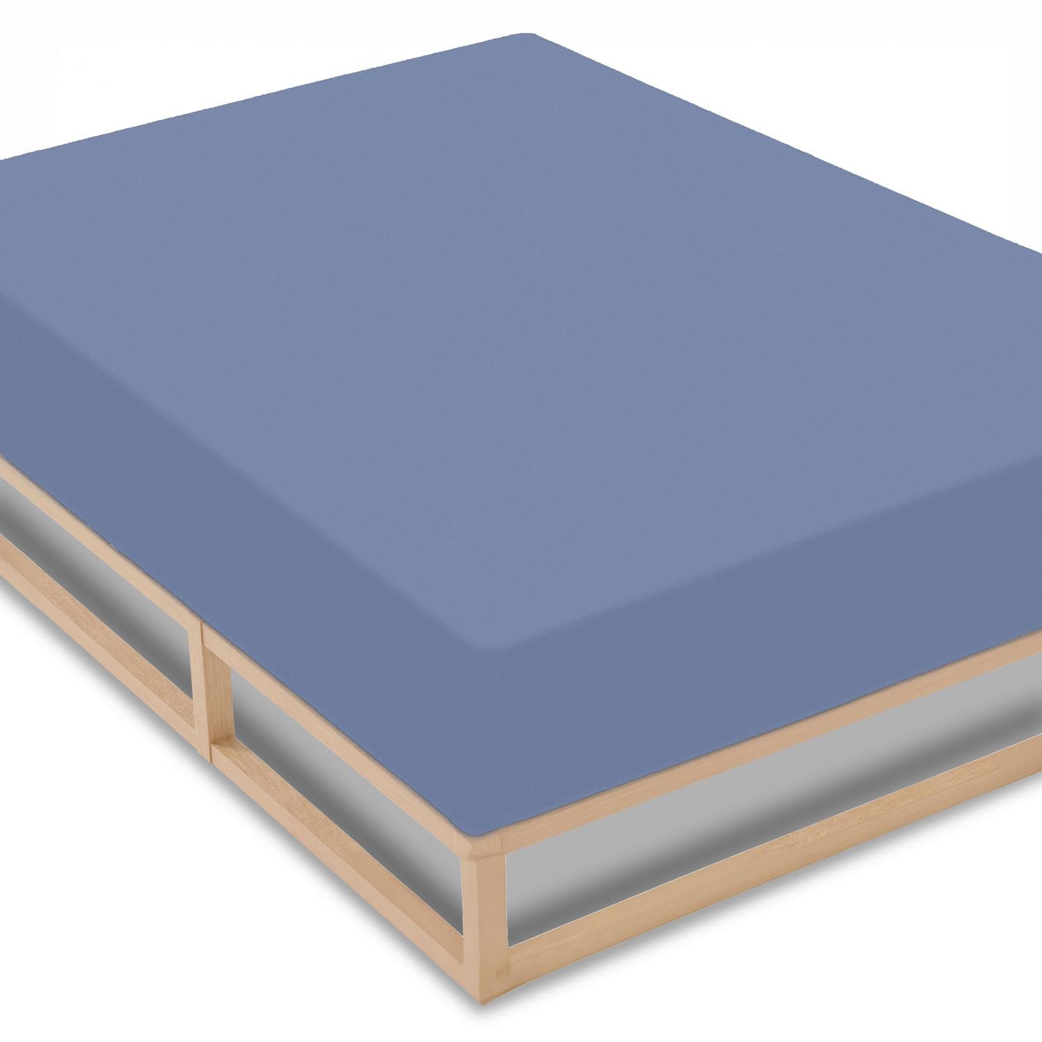 4'lü CloudComfort Basic lastikli çarşaf seti jarse streç mavi 90 x 190 - 100 x 200 cm (4 adet)