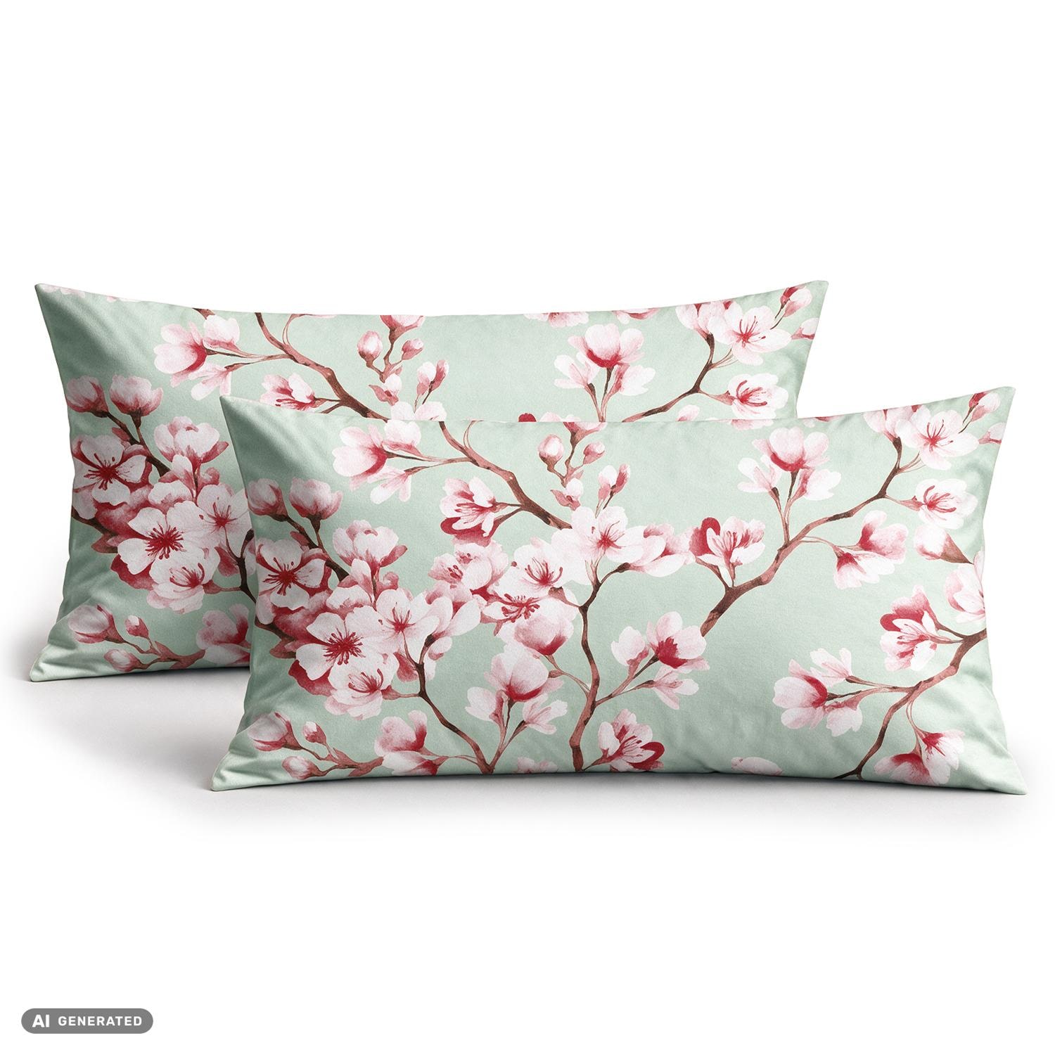 CloudComfort Basic: juego de 2 fundas de almohada de algodón color menta, 40 x 80 cm