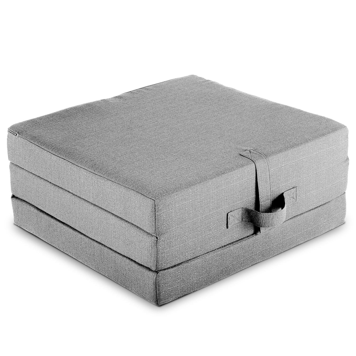 Colchón plegable CloudComfort Premium, 70 x 195 cm, color plata, 10 cm de grosor, tapizado con tela de tapicería