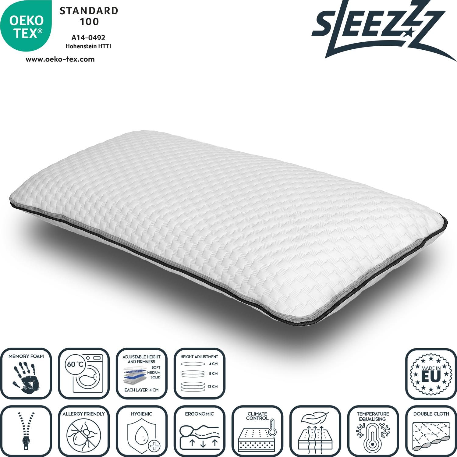 Almohada Sleezzz Smart regulable en altura y firmeza 33 x 75 cm