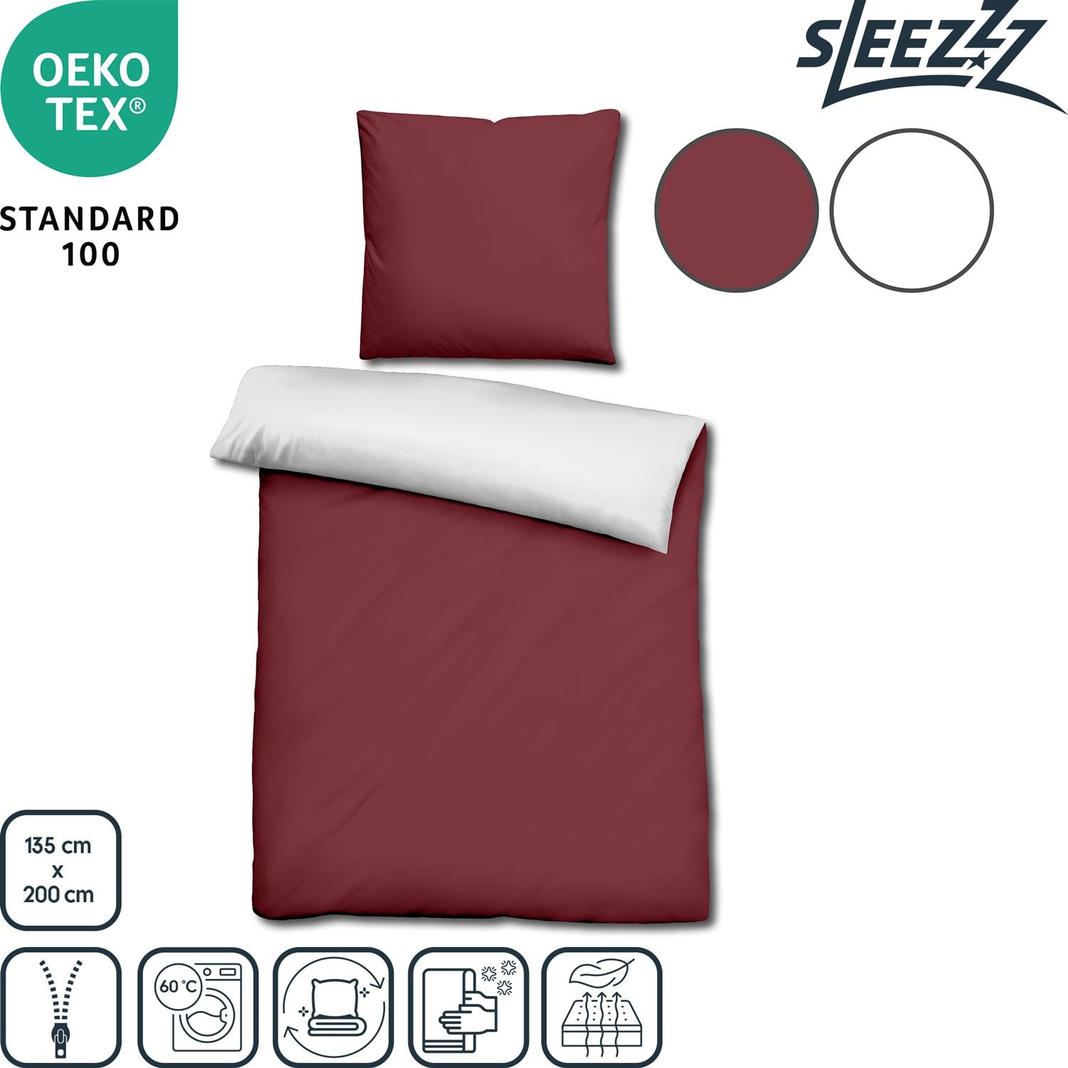 Χαρακτηριστικά σε εικονίδια – Sleezzz® Renforcé αναστρέψιμα κλινοσκεπάσματα σκούρο κόκκινο/λευκό 135 x 200 + 80 x 80 cm