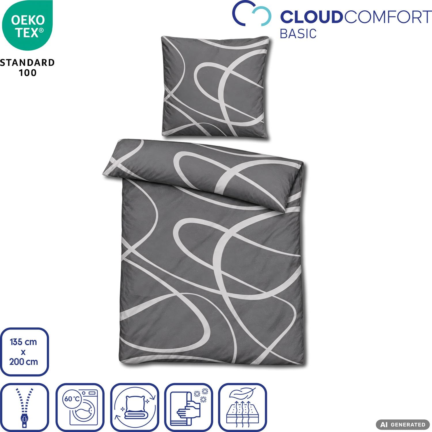 Juego de cama CloudComfort Renforcé Curly 135 x 200 + 80 x 80 cm