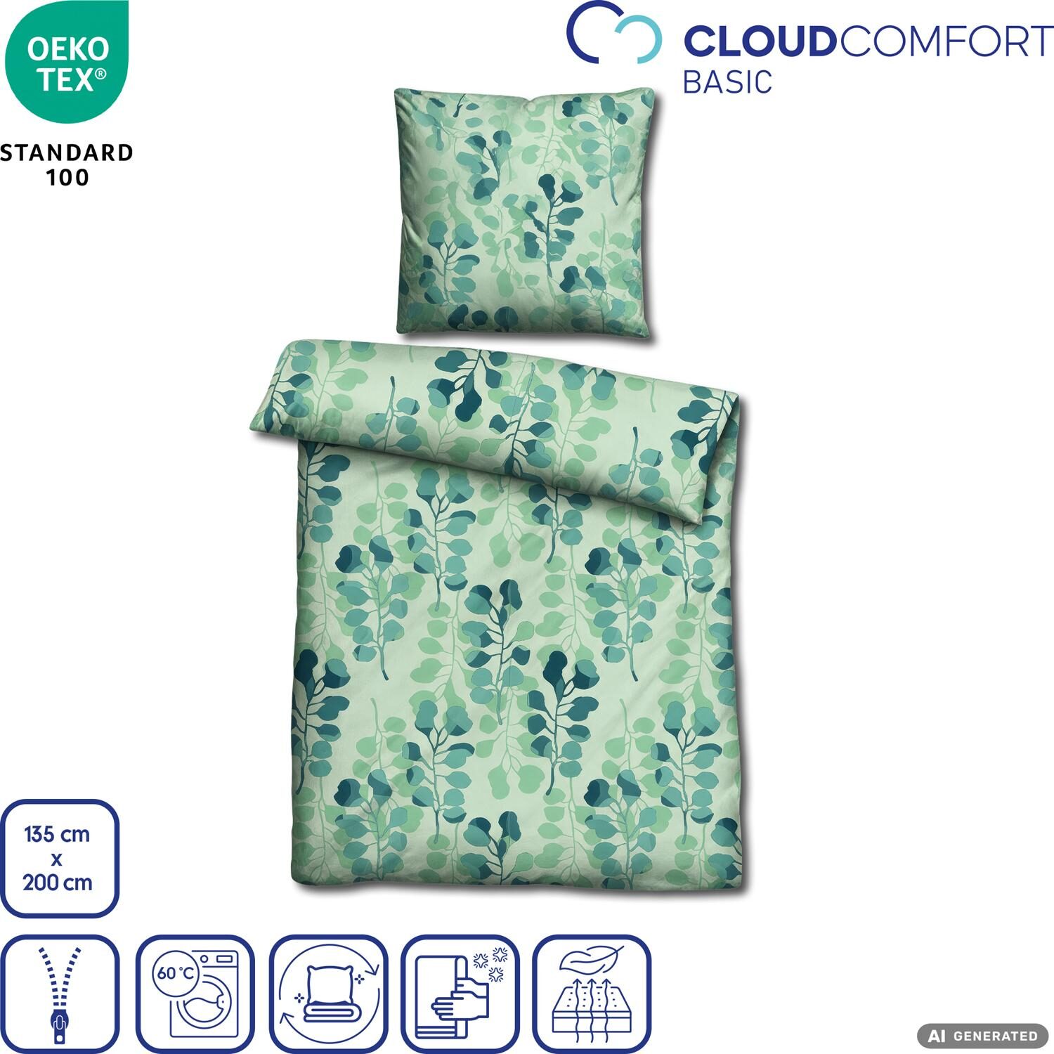 Juego de cama Cloud Comfort de satén Mako, 135 x 200 cm + 80 x 80 cm