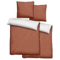 Double pack Sleezzz® Renforcé reversible bed linen brown/white 135 x 200 + 80 x 80 cm