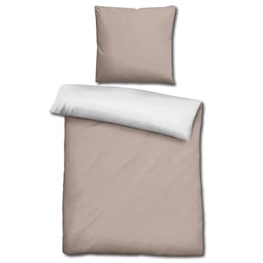Double pack Sleezzz® Renforcé reversible bed linen beige/white 135 x 200 + 80 x 80 cm