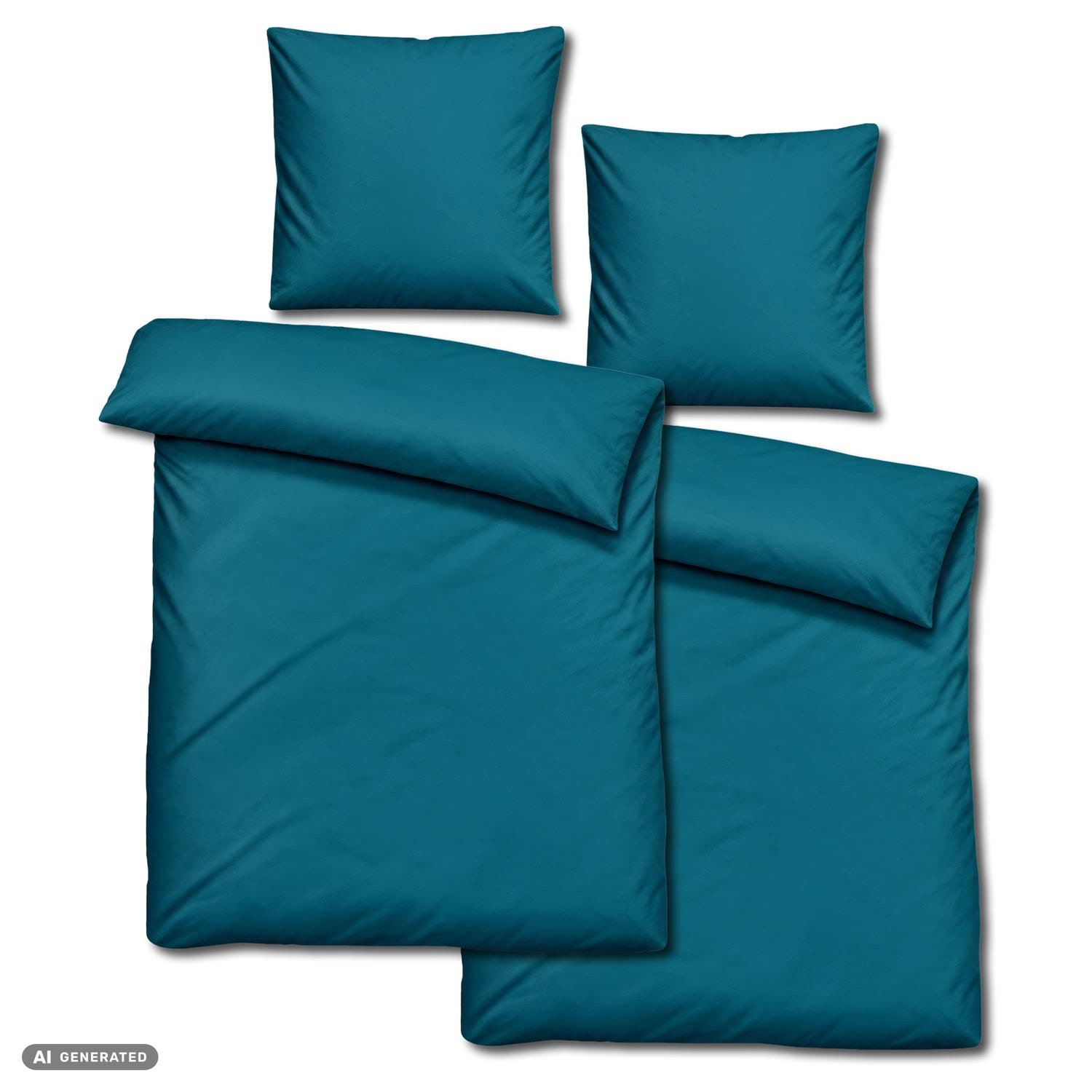 Juego de dos piezas de ropa de cama CloudComfort Basic de microfibra, color petróleo, 135 x 200 + 80 x 80 cm