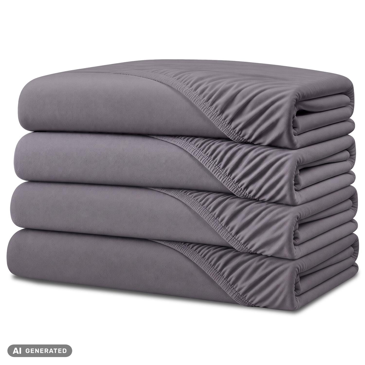 Juego de 4 sábanas bajeras CloudComfort Basic gris oscuro 90 x 190 - 100 x 200 cm