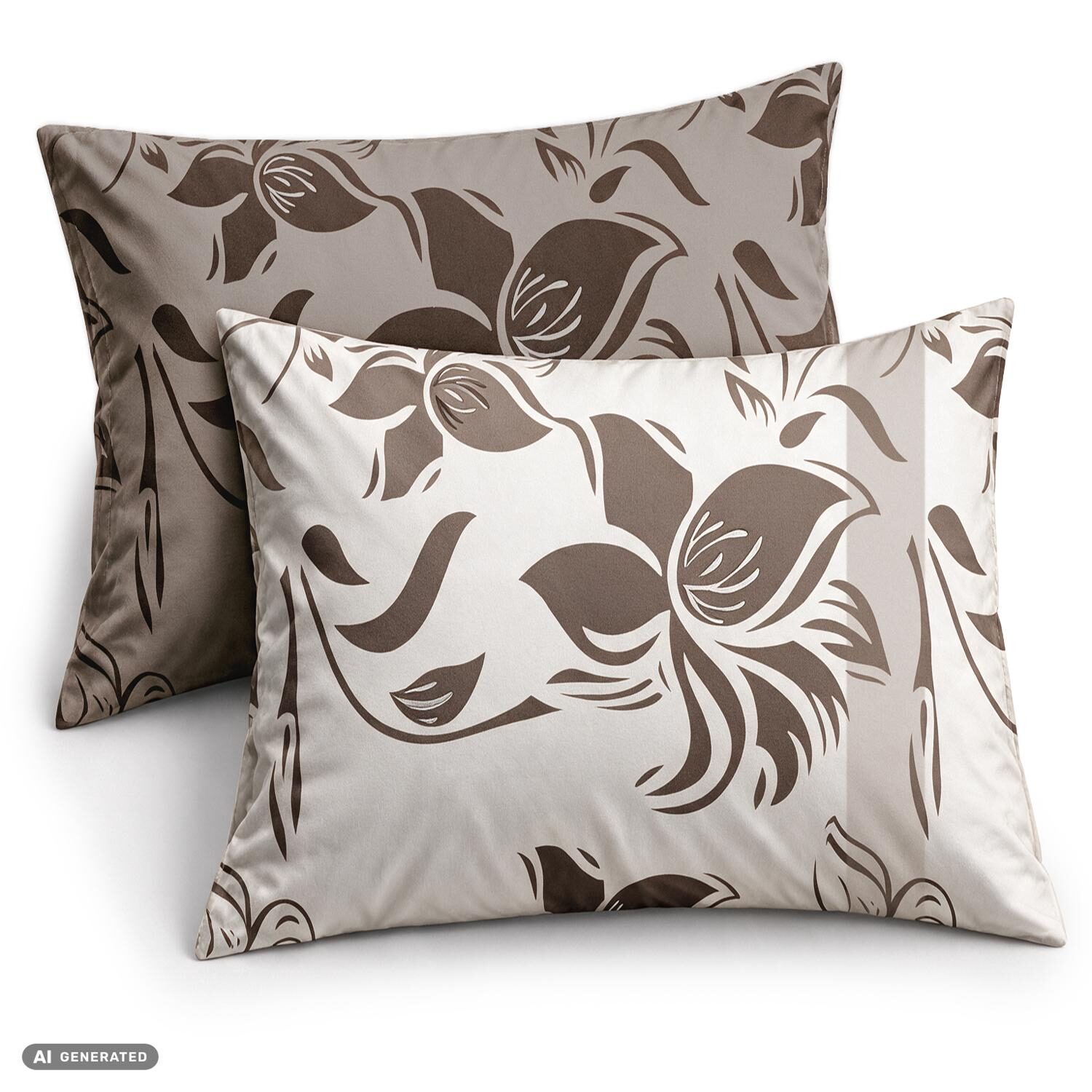 Funda de almohada de algodón CloudComfort Basic, color topo/blanco, juego de 2 unidades, 70 x 90 cm