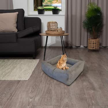 Cama ergonómica para gatos y perros Petzzz Ortho S 75 x 65 x 22 cm con cojín interior extraíble con cara de verano e invierno