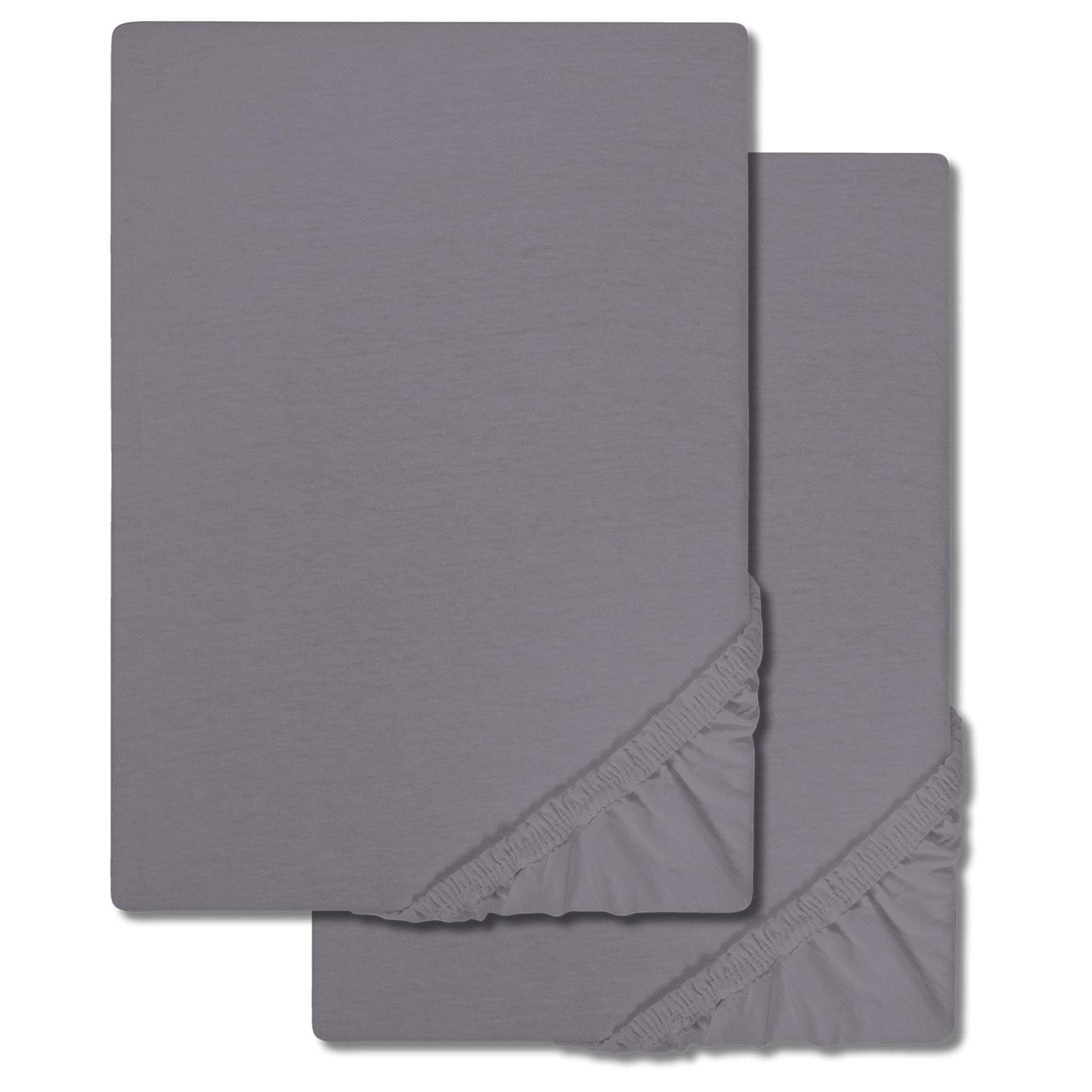 Double pack of CloudComfort Basic fitted sheets dark gray 140 x 190 - 160 x 200 cm