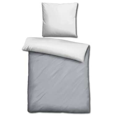 Sleezzz® Renforcé reversible bed linen light gray/white 135 x 200 + 80 x 80 cm