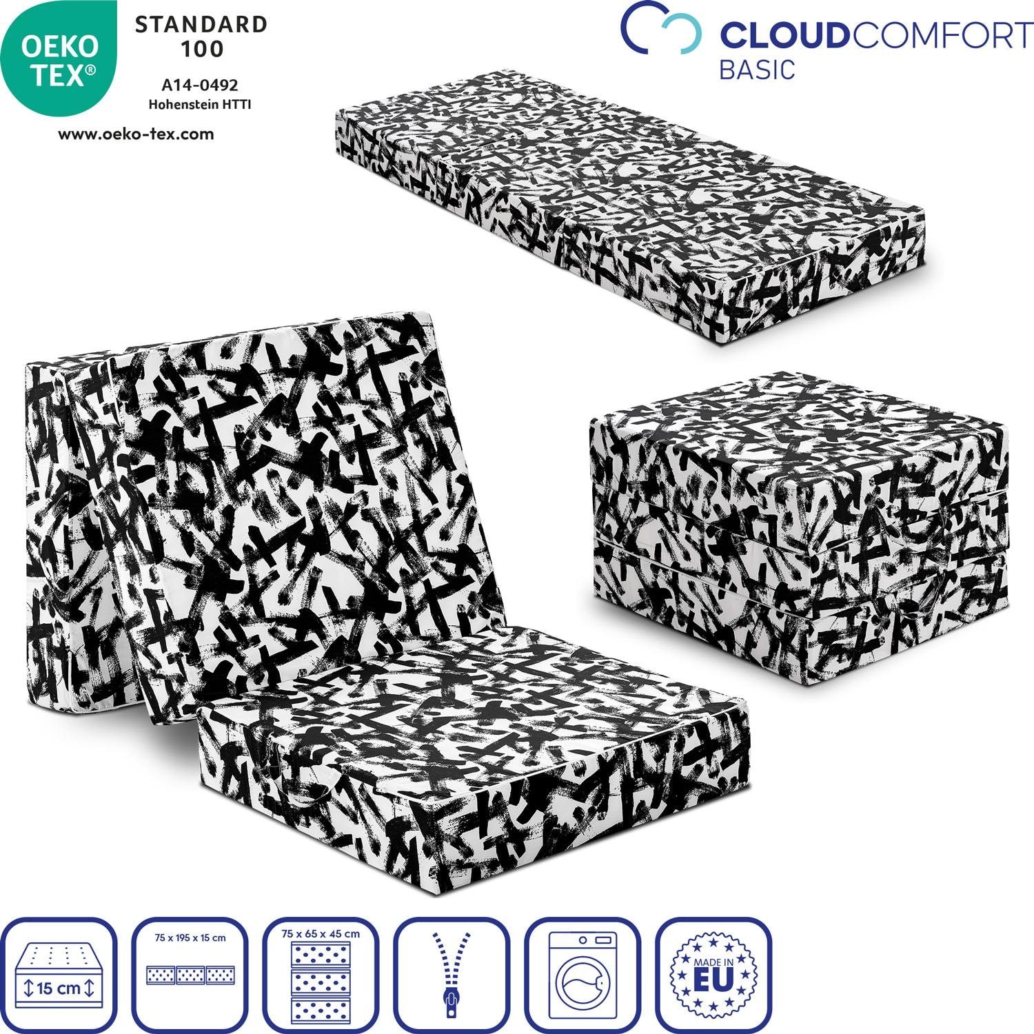 CloudComfort Basic folding mattress 75 x 195 x 15 cm extra high