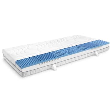 Colchón viscoelástico de 7 zonas Sleezzz Smart 90 x 200 cm, altura 18 cm, nivel de firmeza H3 con espuma con memoria de aire + manta acogedora Sleezzz® Smart 140 x 200 cm