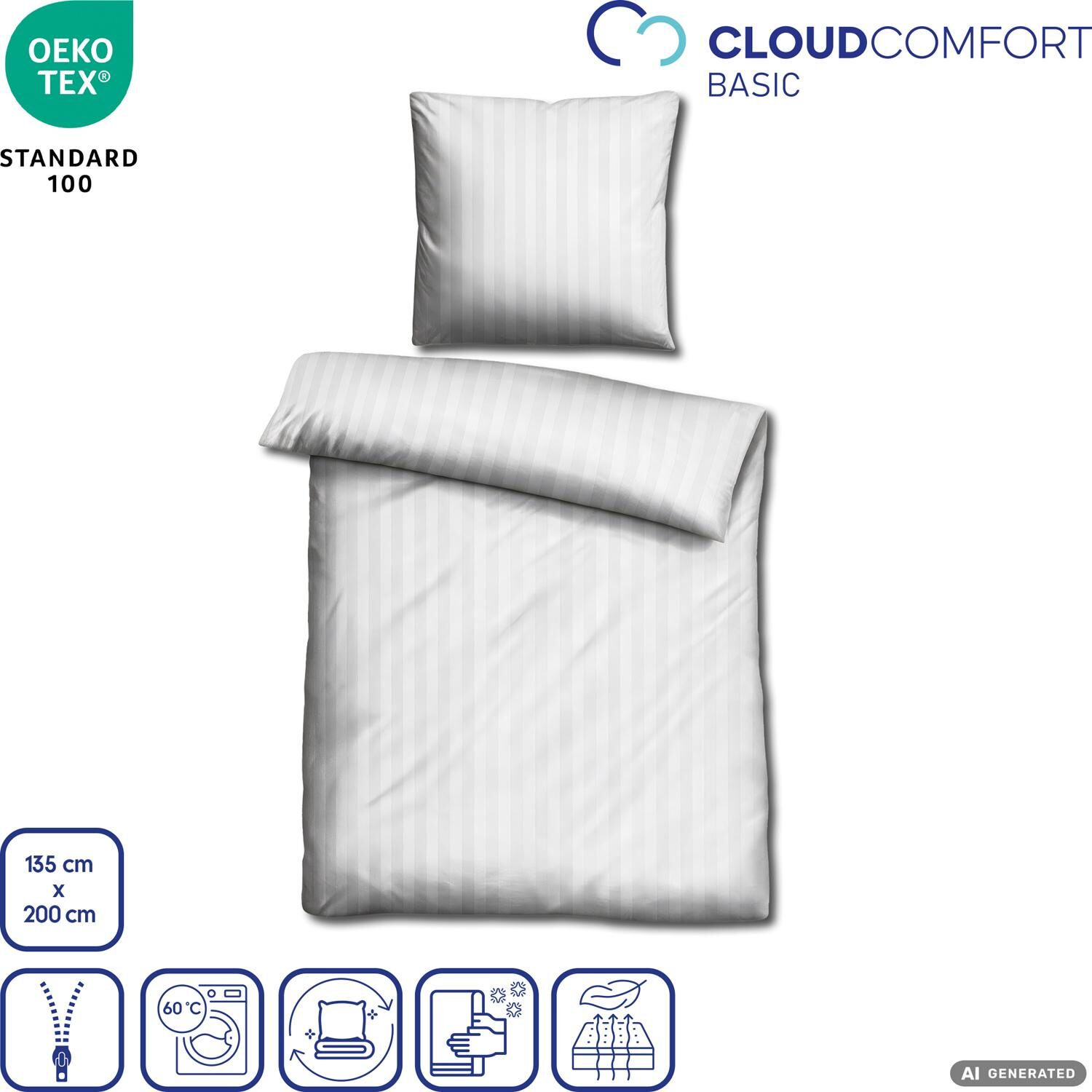Juego de cama Cloud Comfort de satén Mako, 135 x 200 cm + 80 x 80 cm