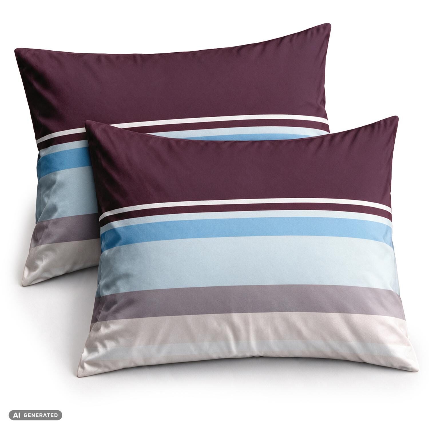 Funda de almohada de algodón CloudComfort Basic, a rayas rojas y azules, juego de 2 unidades, 70 x 90 cm