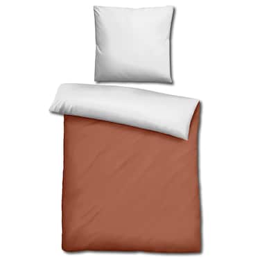 Double pack Sleezzz® Renforcé reversible bed linen brown/white 135 x 200 + 80 x 80 cm