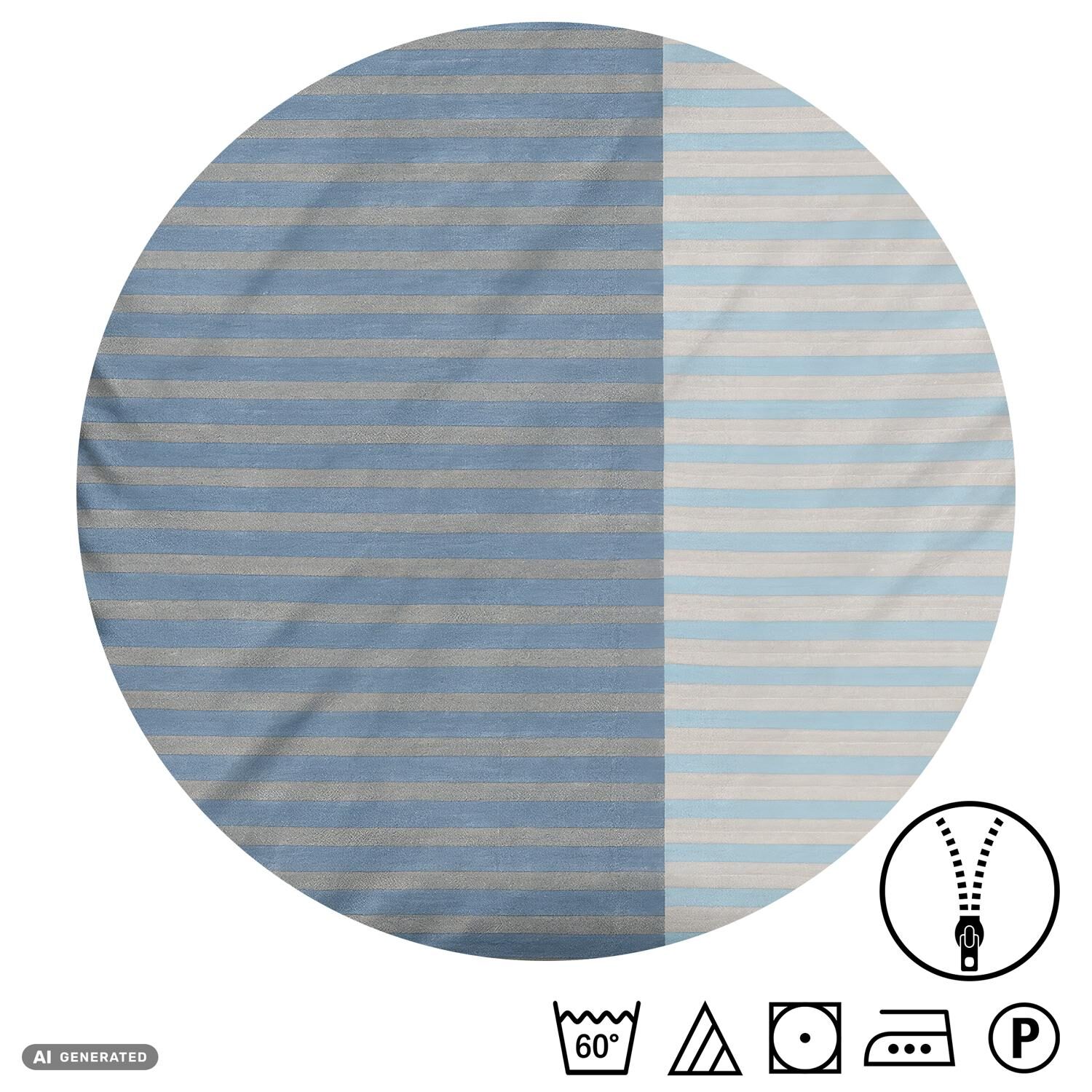 Juego de cama CloudComfort Renforcé, rayas grises y azules, 135 x 200 + 80 x 80 cm
