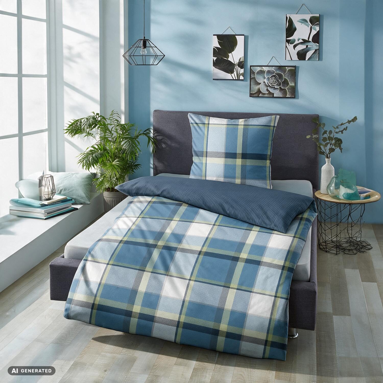 Juego de cama de microfibra con estampado «seersucker», 140 x 200 + 70 x 90 cm