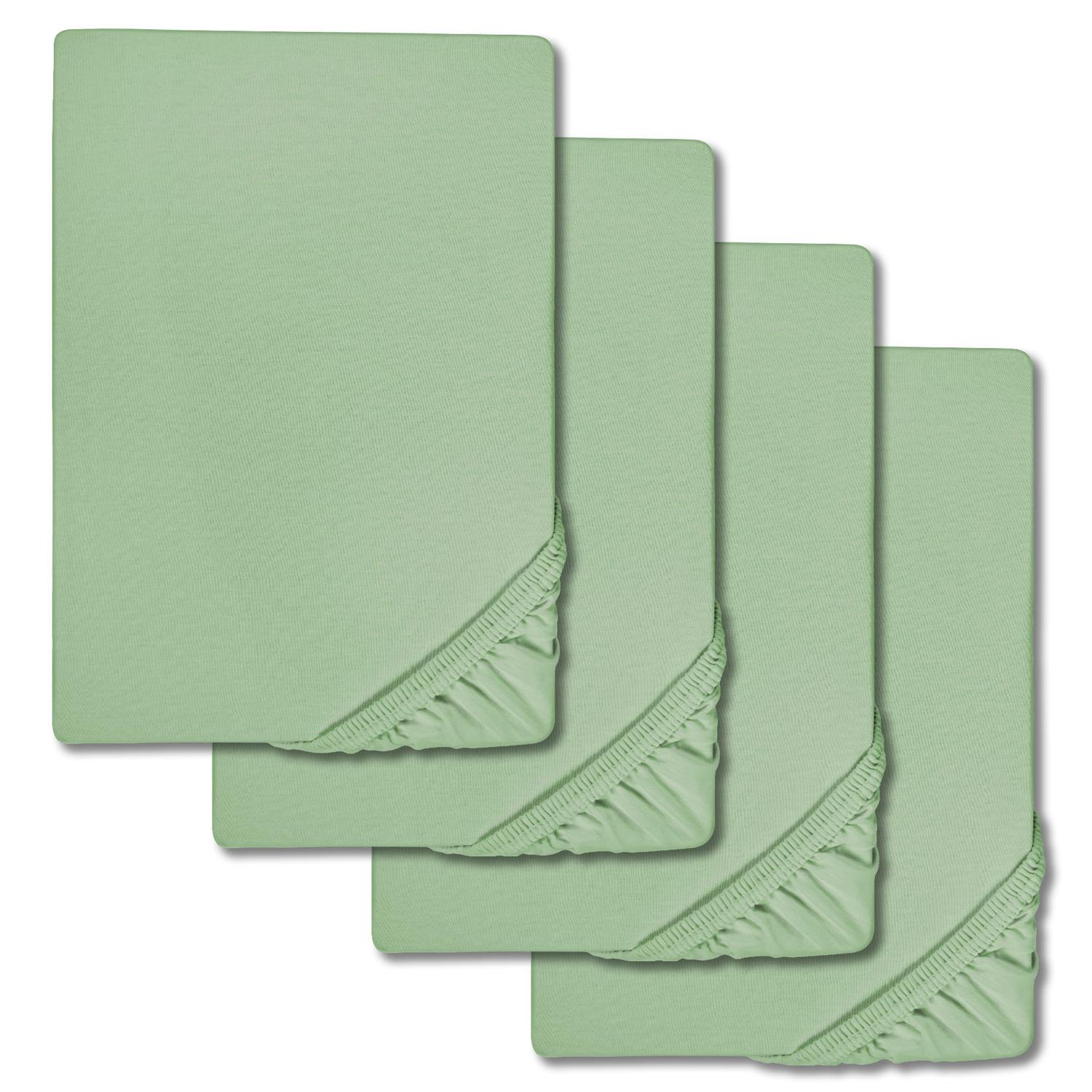 Sábana bajera microfibra interlock jersey verde 90 x 190 - 100 x 200 cm en paquete de 4