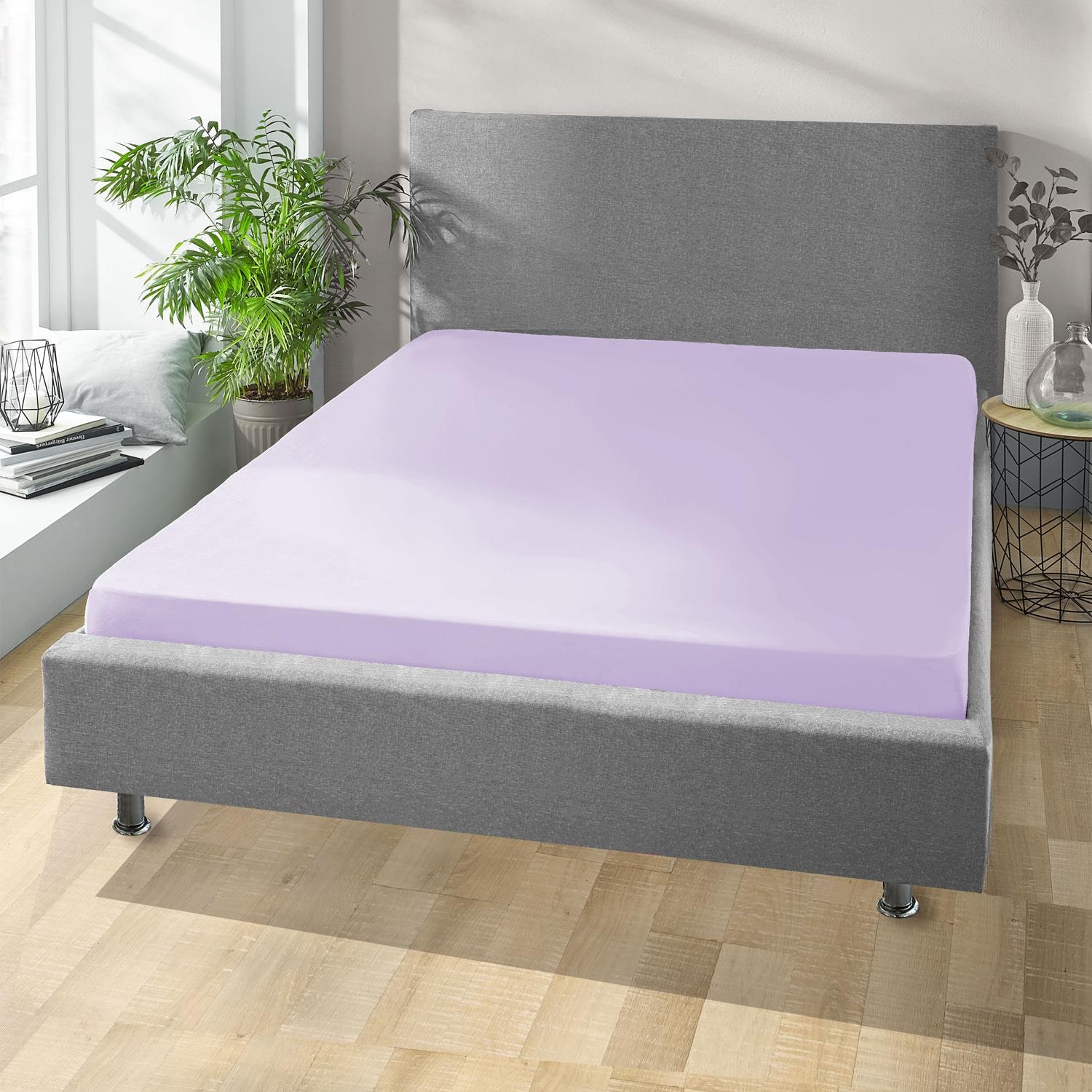 Fitted sheet microfibre interlock jersey lila 90 x 190 - 100 x 200 cm 180 x 200 - 200 x 200 cm