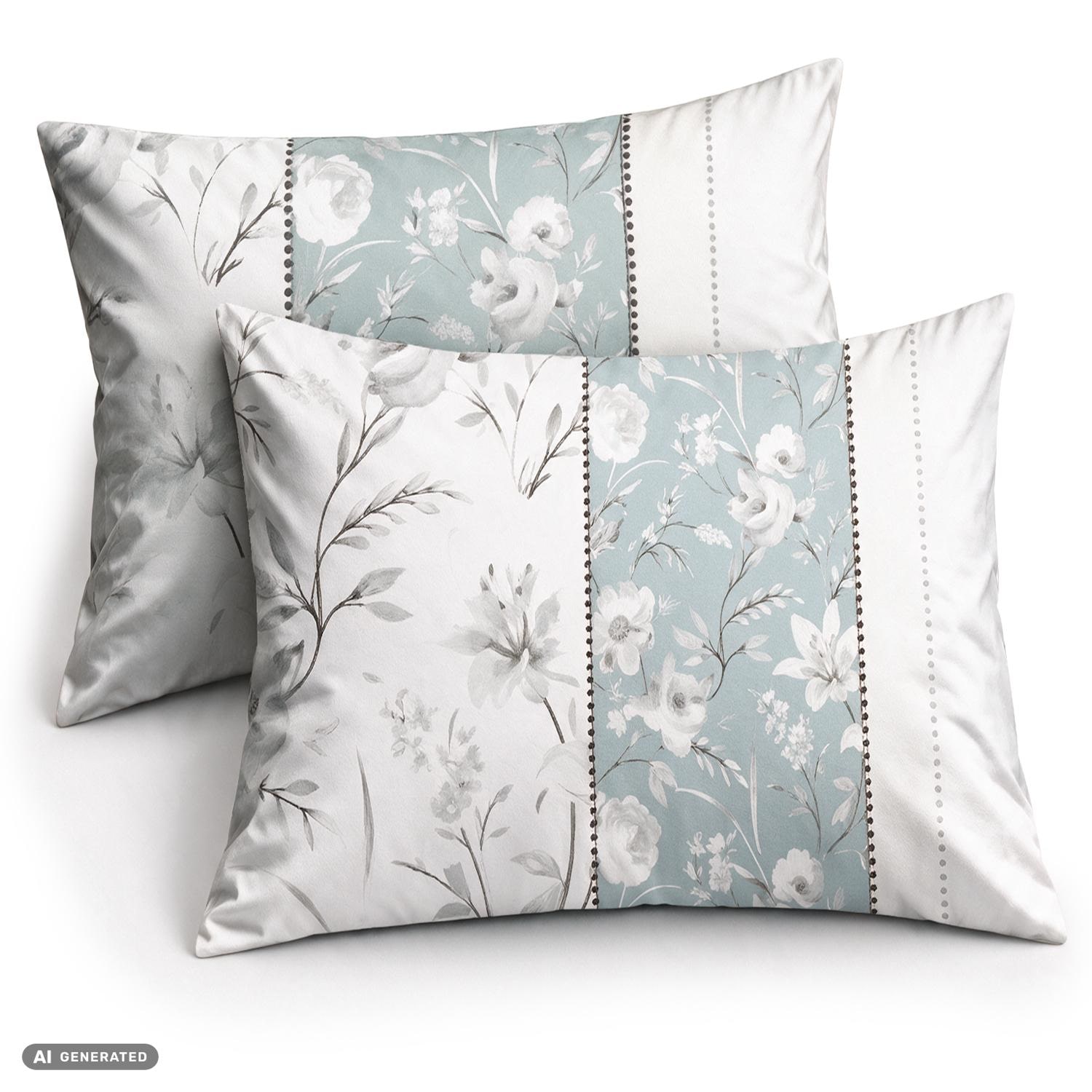 Funda de almohada de algodón CloudComfort Basic, azul claro/blanco, juego de 2 unidades, 70 x 90 cm