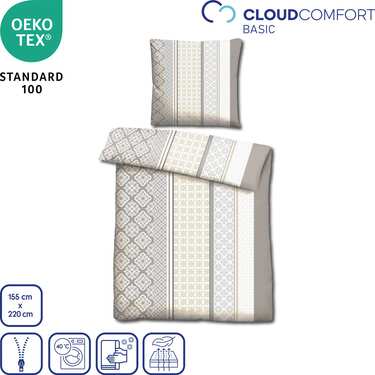 CloudComfort Basic microfiber bed linen beige 155 x 220 + 80 x 80 cm
