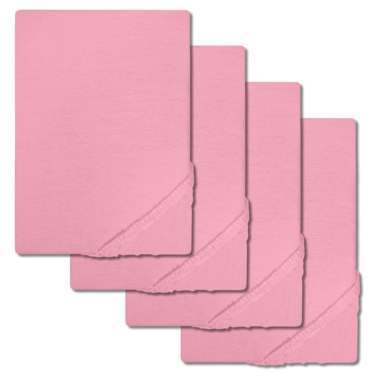 Juego de 4 sábanas bajeras de rizo fino Setex REFIBRA, color rosa, 200 x 200 cm
