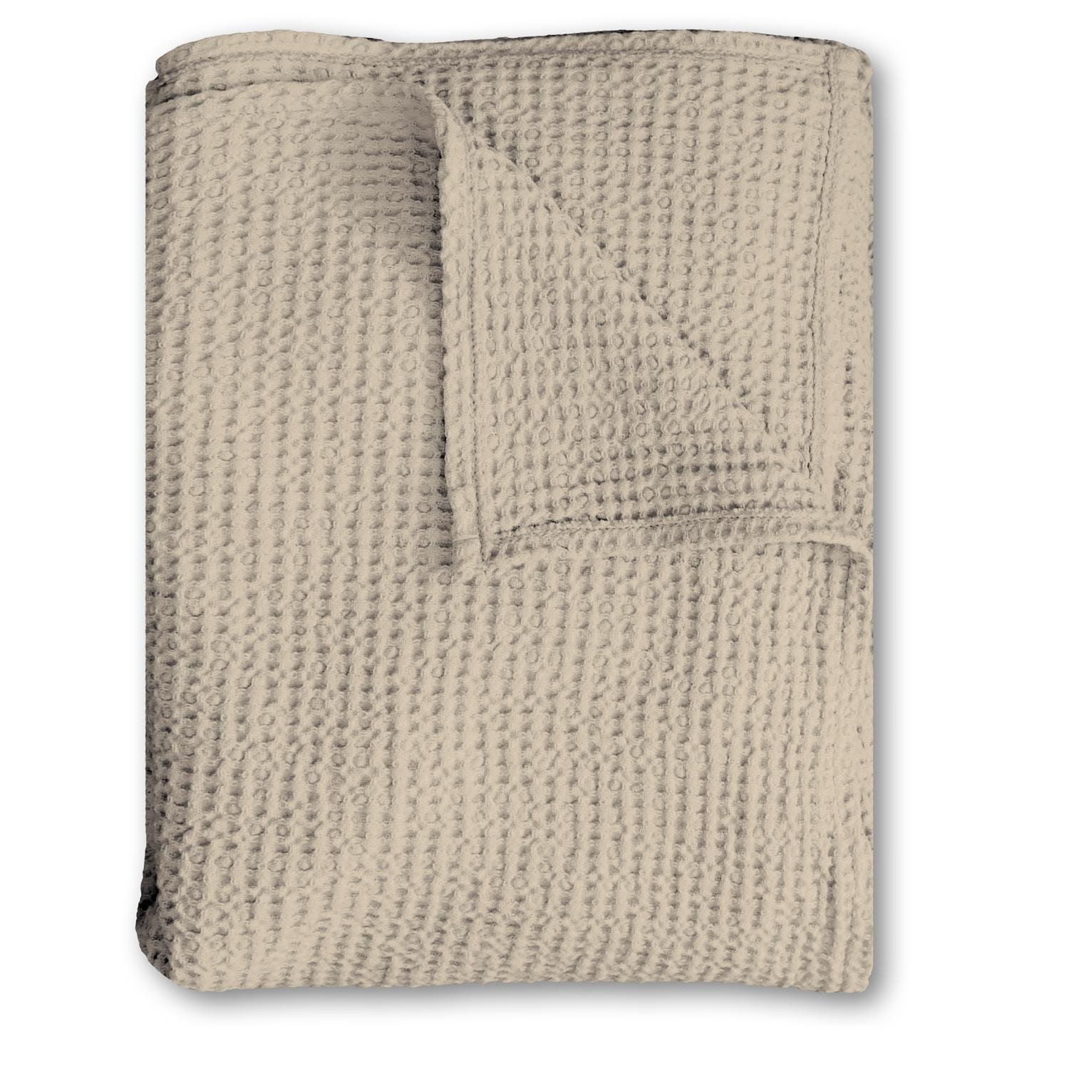 Manta piqué gofre de algodón beige 150 x 200 cm