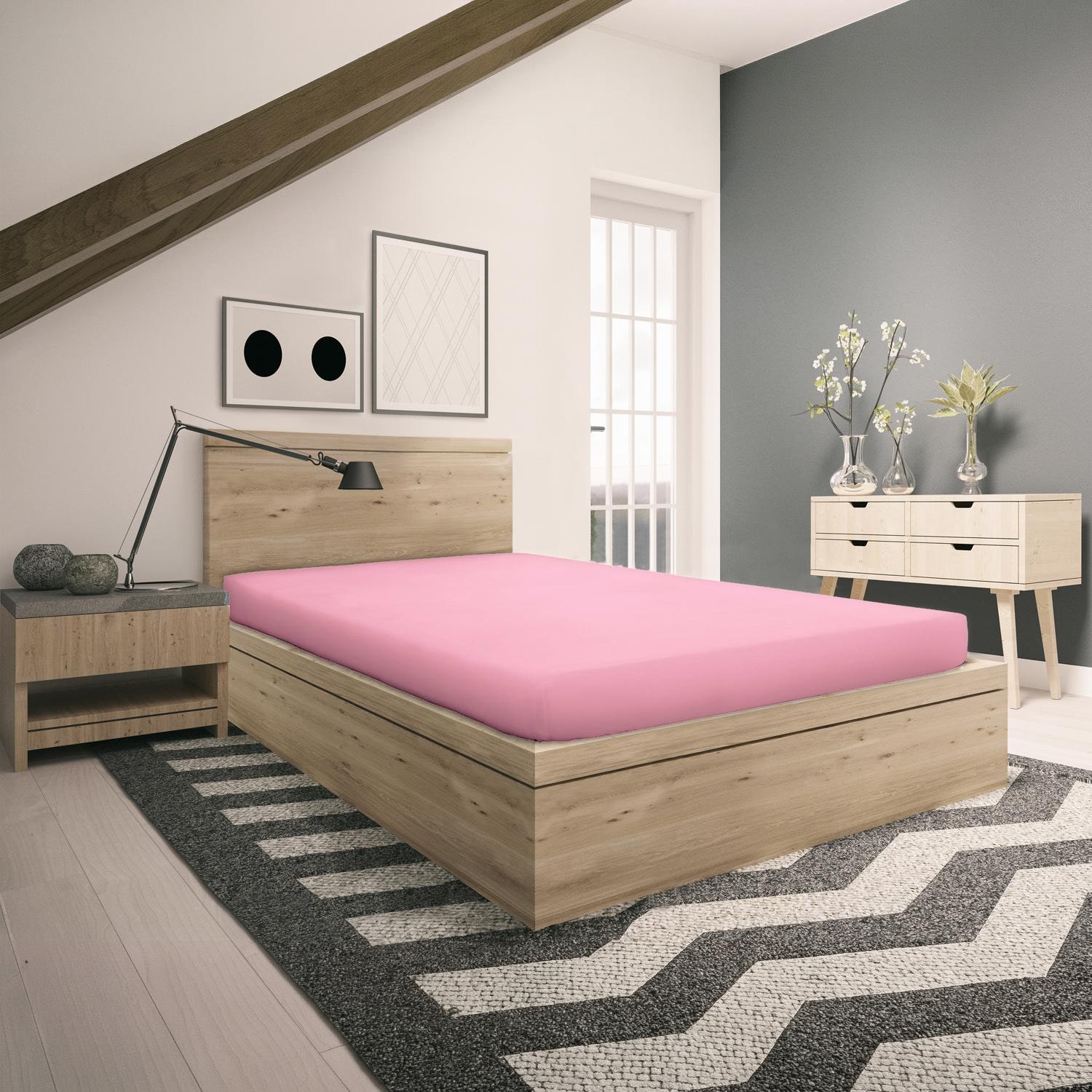 Prześcieradło z gumką Setex Molton twill różowe 90 x 200 cm