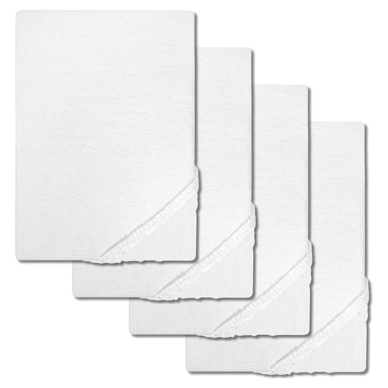Juego de 4 sábanas bajeras CloudComfort Basic blancas 90 x 190 - 100 x 200 cm Juego de 4 sábanas bajeras CloudComfort Basic blancas 90 x 190 - 100 x 200 cm