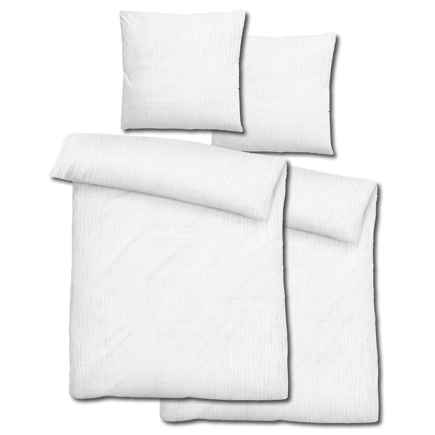 Dvojno pakiranje Sleezzz® muslinske posteljnine bele barve 135 x 200 cm + 80 x 80 cm Dvojno pakiranje Sleezzz® muslinske posteljnine bele barve 135 x 200 cm + 80 x 80 cm