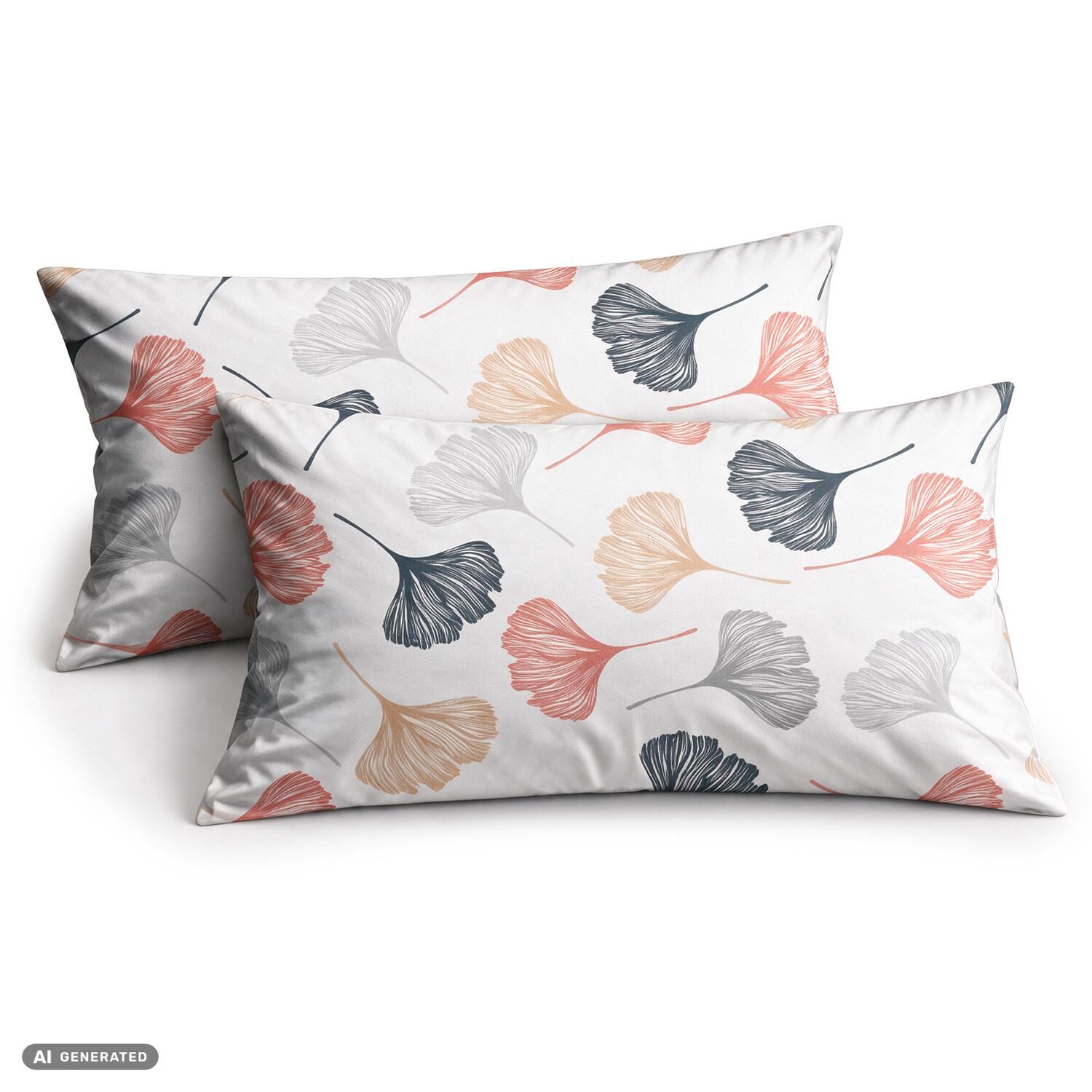 Juego de 2 fundas de almohada de algodón CloudComfort Basic con estampado de flores, 40 x 80 cm
