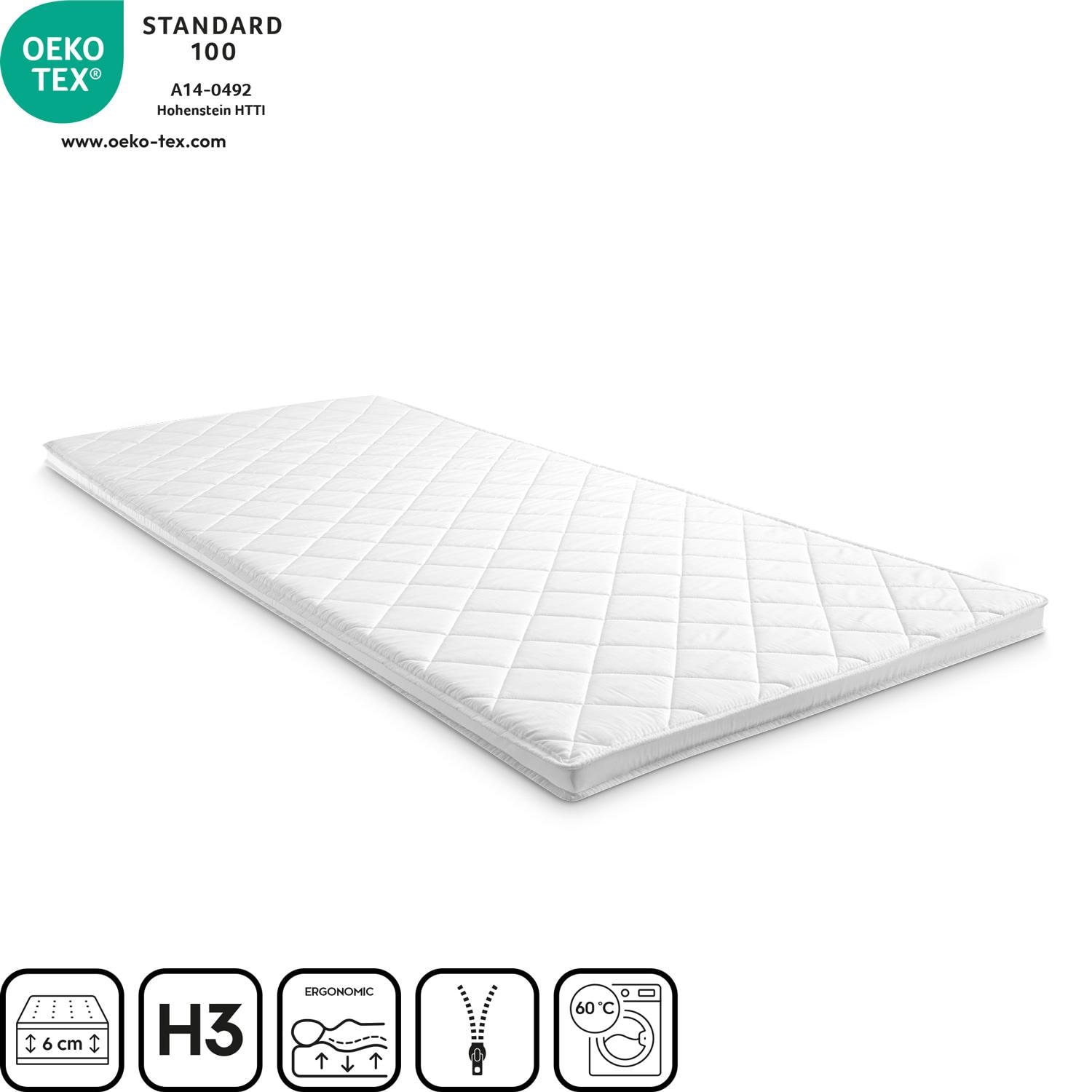 Comfort foam topper T6 90 x 200 cm, height 6 cm, firmness level H3