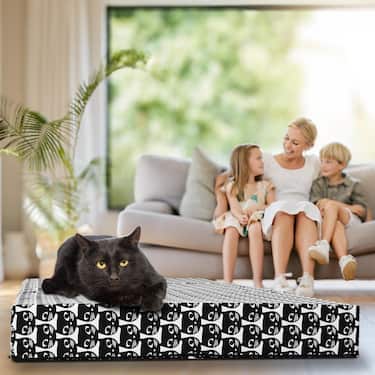 Colchão dobrável CloudComfort Basic 70 x 195 cm com padrão de gato, 10 cm de altura