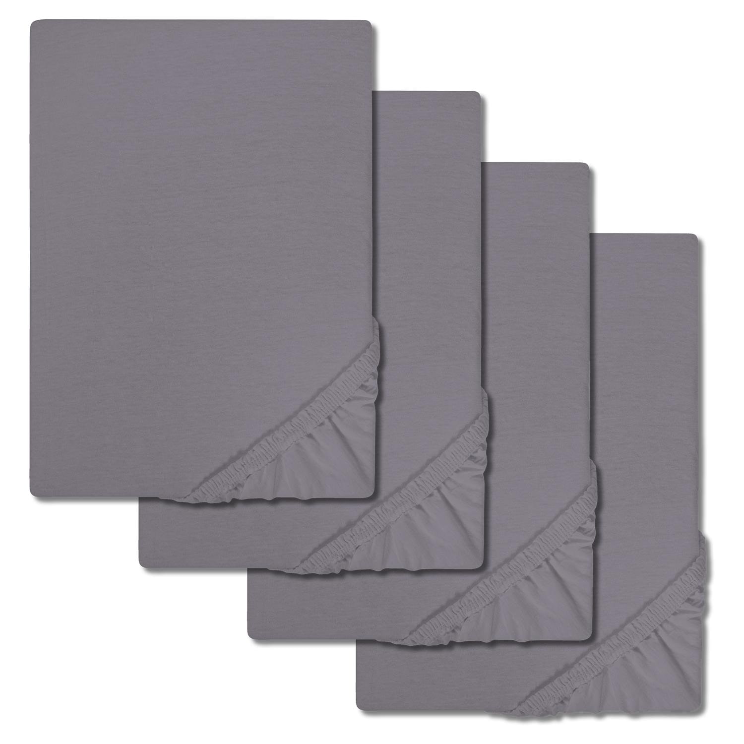 Set of 4 CloudComfort Basic fitted sheets dark gray 140 x 190 - 160 x 200 cm