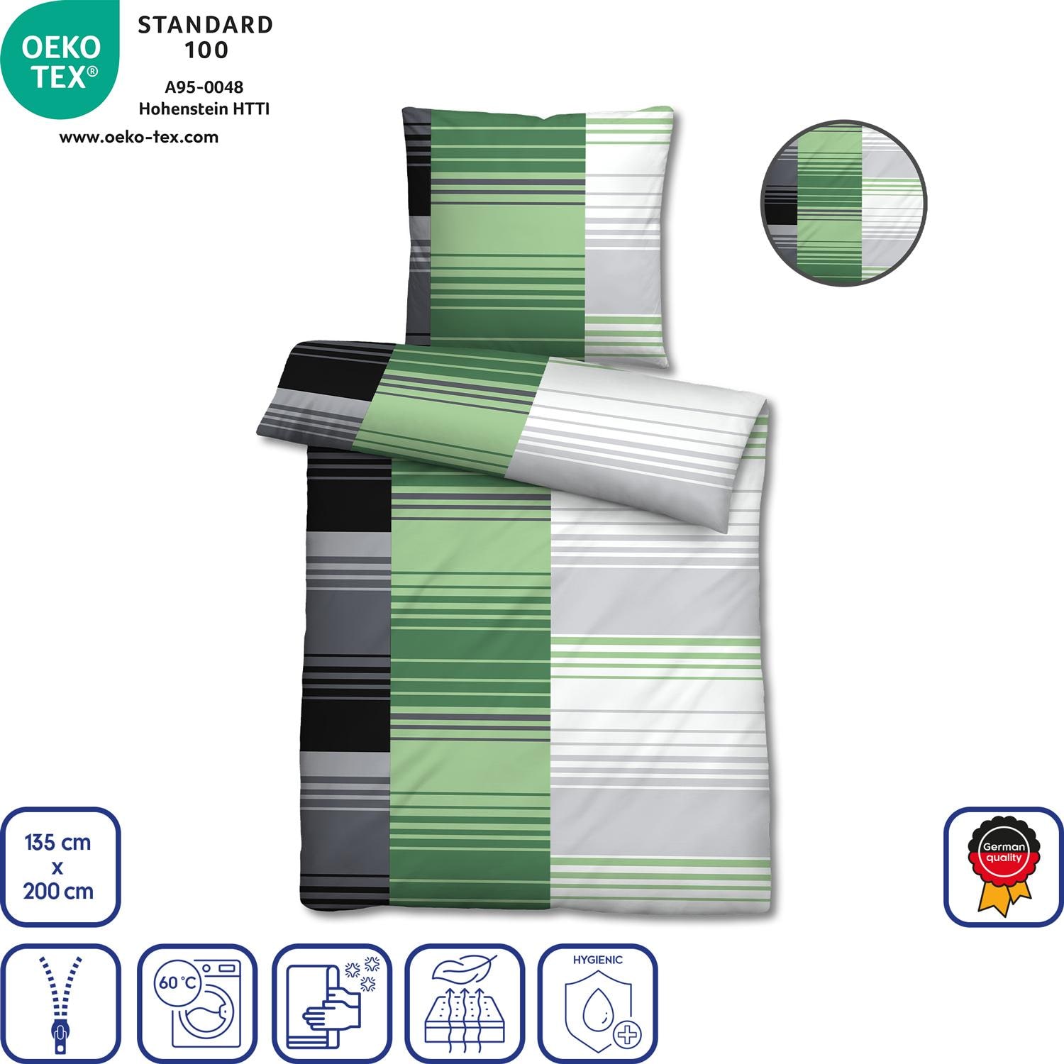 Features as icons – Set of 4 microfiber seersucker bed linen 135 x 200 + 80 x 80 cm