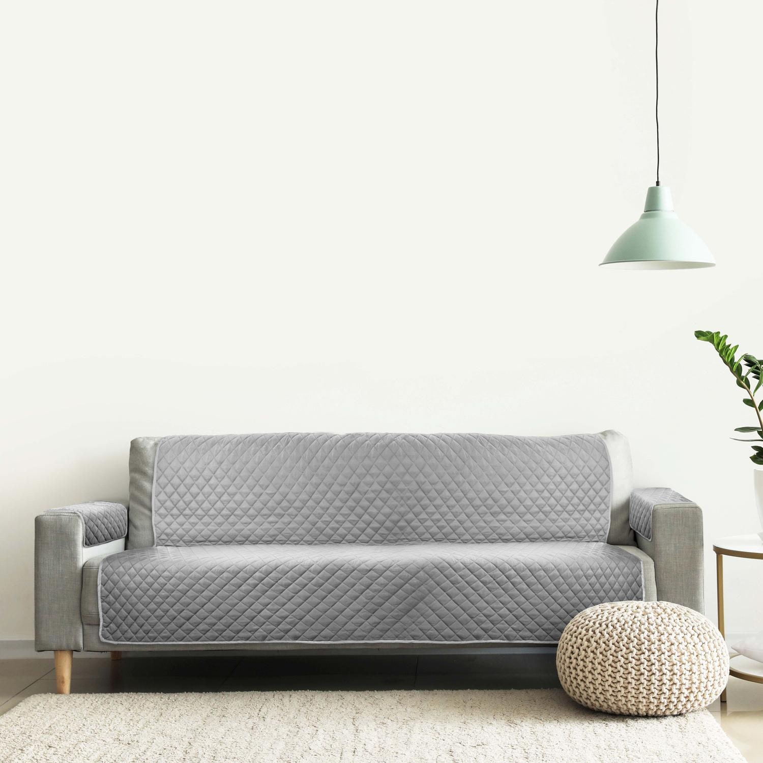 Capa para sofá de três lugares cinzento / antracite 160 x 191 cm + 2 x 50 x 55 cm Capa para sofá de três lugares cinzento / antracite 160 x 191 cm + 2 x 50 x 55 cm