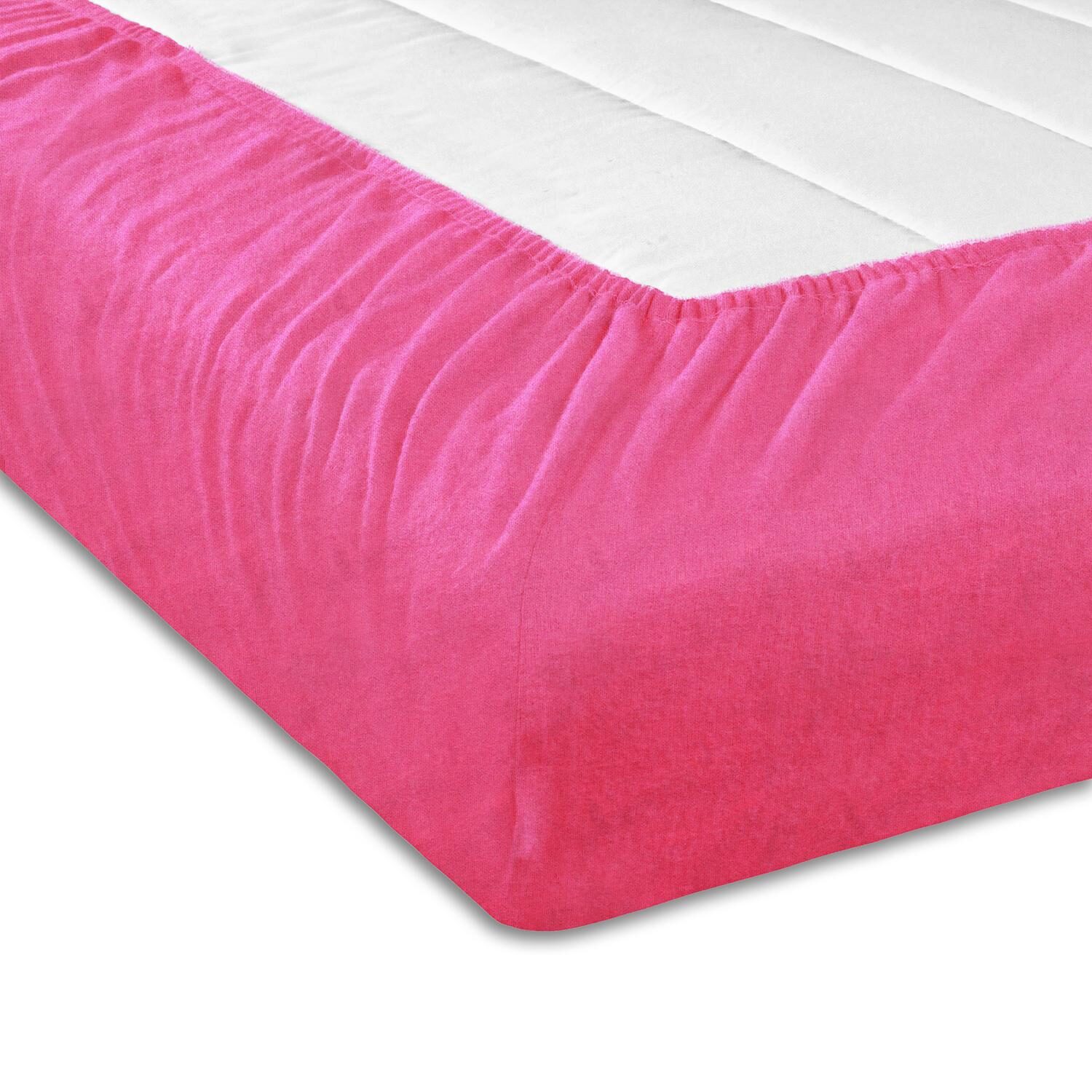 Setex Fine Beaver Fitted Sheet, Pink, 90 x 200 cm, Set of 4