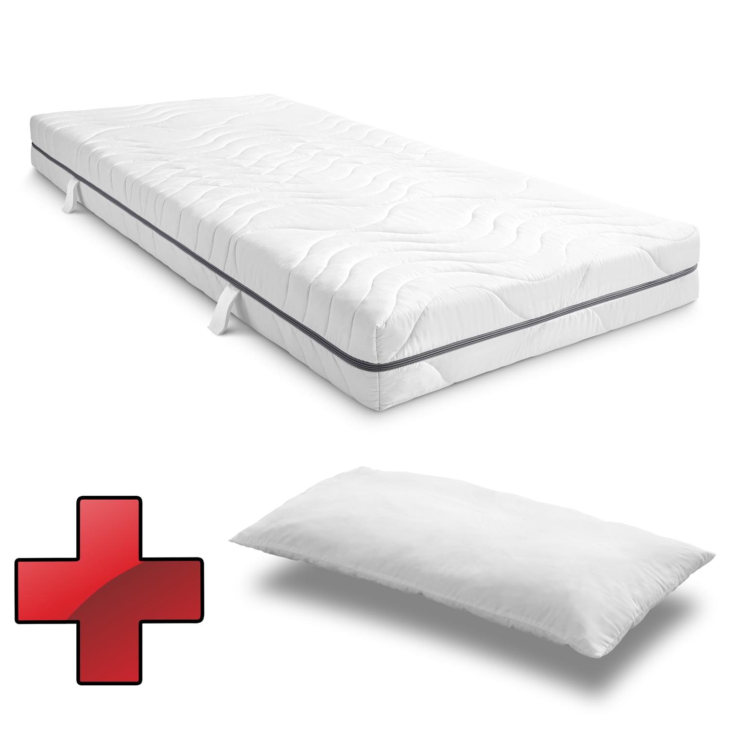 7-zone viscoelastic mattress Sleezzz Smart 90 x 200 cm, height 18 cm, firmness level H3 with air memory foam + CloudComfort Basic microfiber pillow 40 x 80 cm