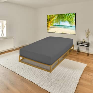 Sábana bajera jersey gris oscuro 90 x 190 - 100 x 200 cm de algodón 100% orgánico paquete doble