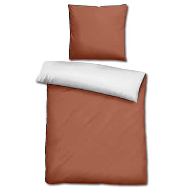Double pack Sleezzz® Renforcé reversible bed linen brown/white 135 x 200 + 80 x 80 cm