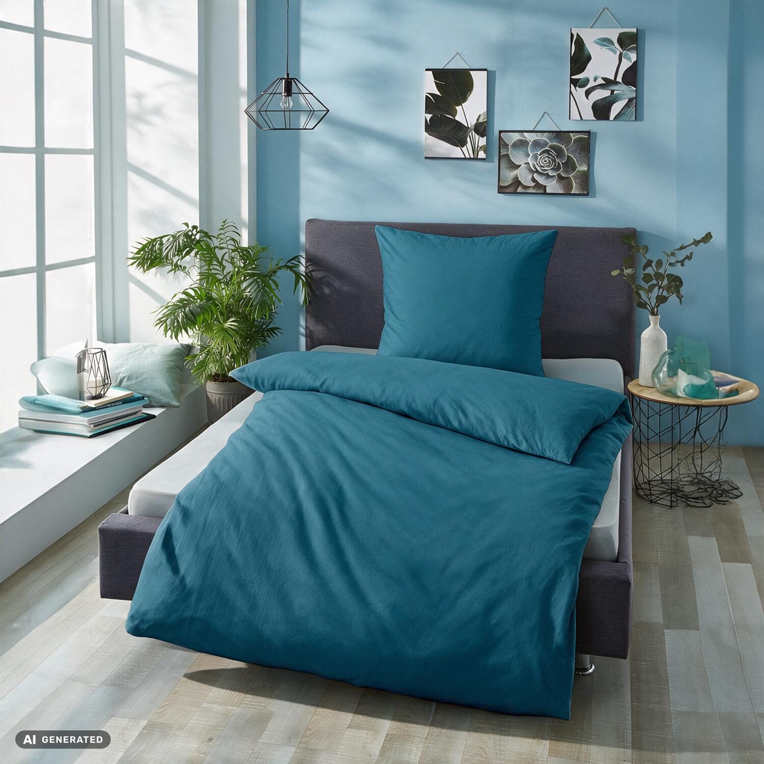 Juego de cama de microfibra CloudComfort Basic, color petróleo, 135 x 200 + 80 x 80 cm