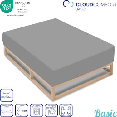 Double pack CloudComfort Basic fitted sheet jersey stretch silver gray 90 x 190 - 100 x 200 cm (2 pieces)